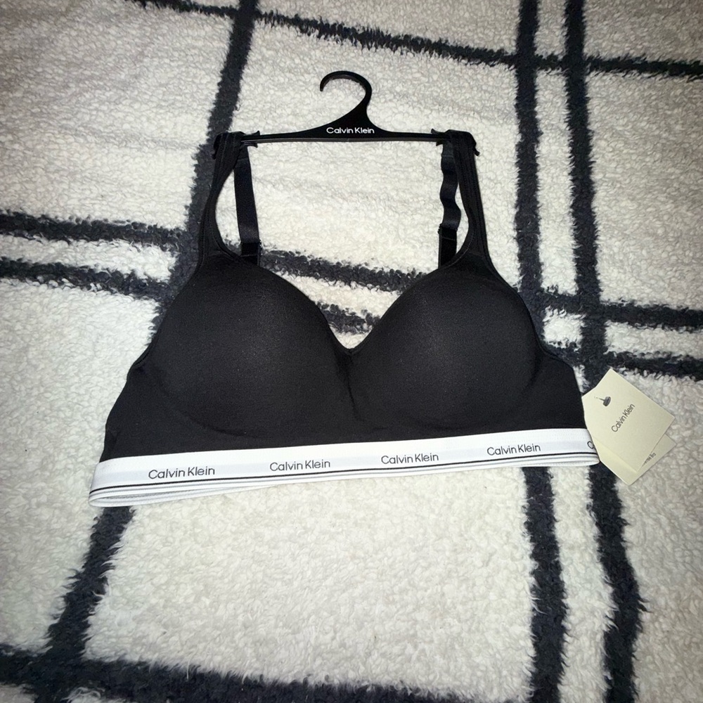 Calvin Klein Black Bralette with White Logo Band